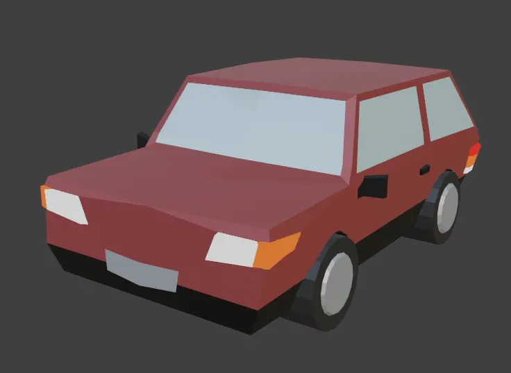 Bordó kombi autó low-poly 3D modellje