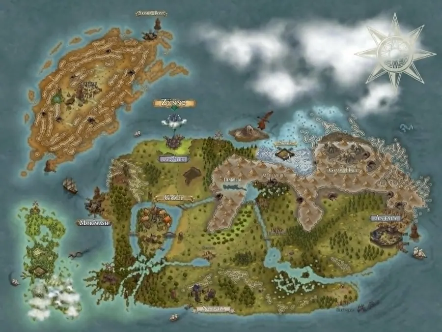Digitálisan festett fantasy világtérkép